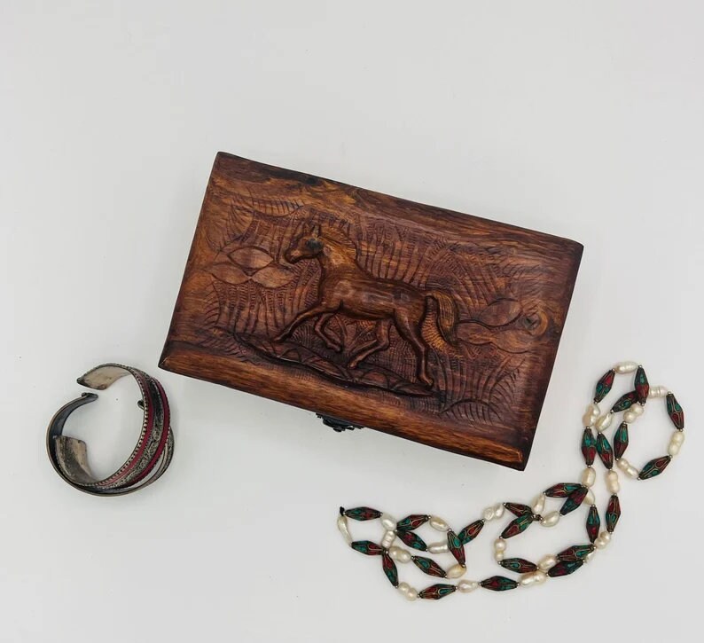Horse Jewelry Box Handmade Wooden Horse Jewelry Organizer Etsy