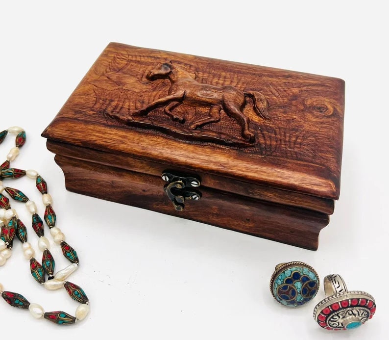 Horse Jewelry Box Handmade Wooden Horse Jewelry Organizer Etsy