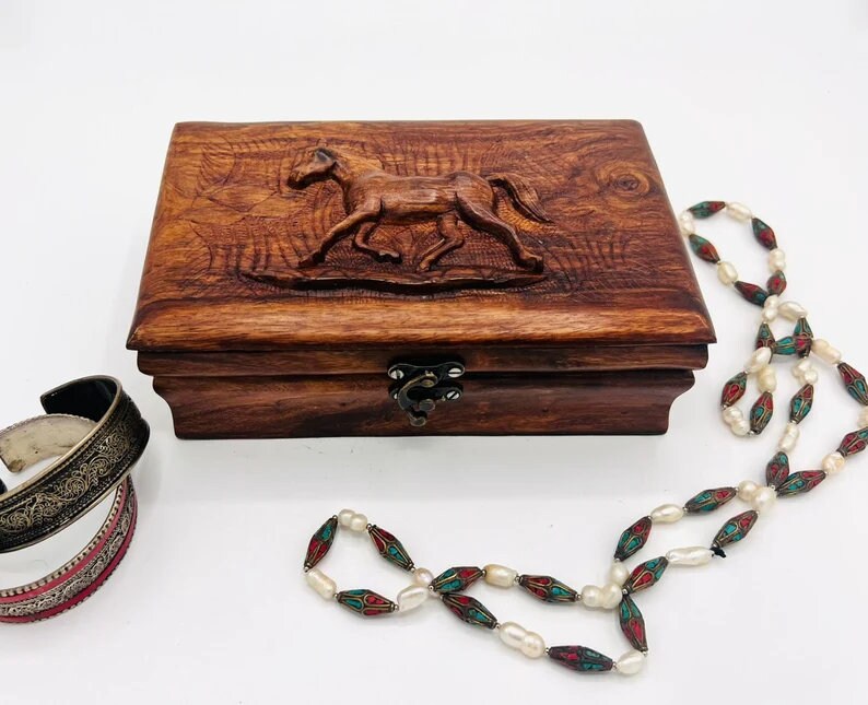 Horse Jewelry Box Handmade Wooden Horse Jewelry Organizer Etsy