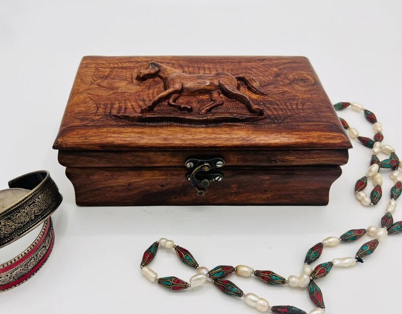 Horse Jewelry Box Handmade Wooden Horse Jewelry Organizer Etsy