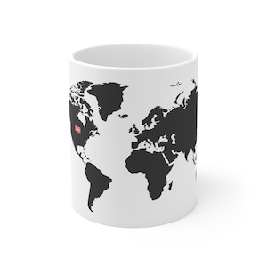 Travel coffee cup | a world map coffee mug  | Wanderlust coffee mug | Ceramic cup