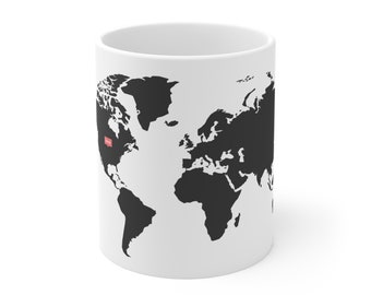 Travel coffee cup | a world map coffee mug  | Wanderlust coffee mug | Ceramic cup