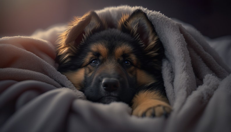 8x Sleeping German Shepherd Puppy Computer Wallpaper Adorable Digital Art for Dog Lovers image 6