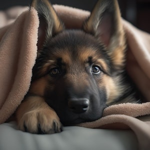 8x Sleeping German Shepherd Puppy Computer Wallpaper Adorable Digital Art for Dog Lovers image 5