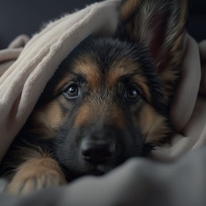 8x Sleeping German Shepherd Puppy Computer Wallpaper Adorable Digital Art for Dog Lovers image 3