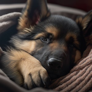 8x Sleeping German Shepherd Puppy Computer Wallpaper Adorable Digital Art for Dog Lovers image 9