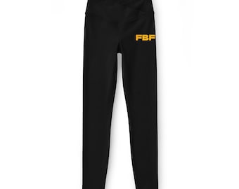 Leggings con corazones amarillos pequeños / Leggings negros de talle alto