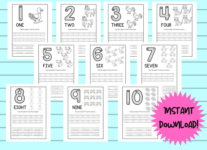 Printable Number Tracing Worksheets, Kindergarten Pre School, Learning