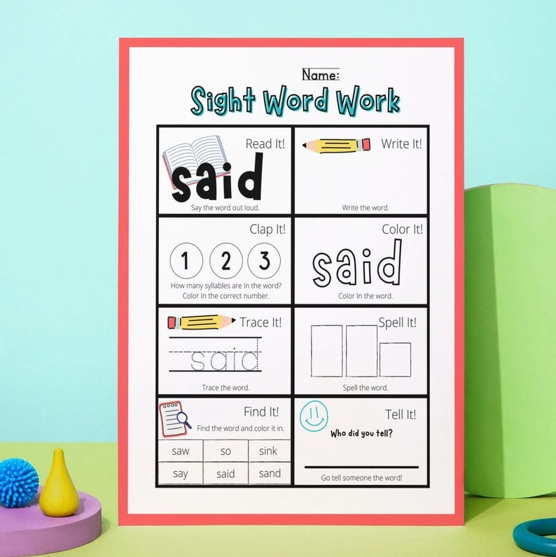 Printable Sight Words Worksheets Learning to Read Activity - Etsy