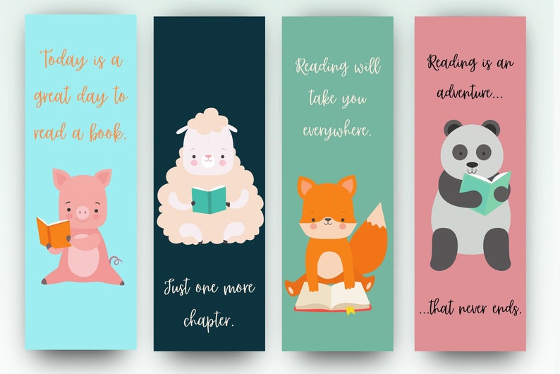 Set of 12 Printable Bookmarks for Kids Teacher Librarian Etsy