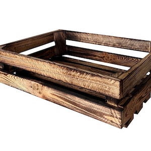 Nieuwe fruitkratten houten kratten wijnkratten appelkratten gevlamd 40x30x12cm afbeelding 1