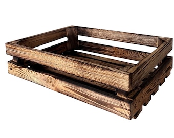 Nieuwe fruitkratten houten kratten wijnkratten appelkratten gevlamd 40x30x12cm