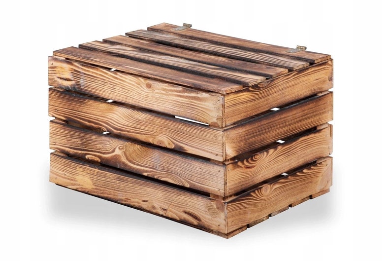 Nuevo Cajas de frutas, cajas de madera, cajas de vino, cajas de manzanas, cofre de madera flameado, 50x40x30cm imagen 2