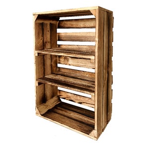 Novità cassette per frutta con sponda centrale casse in legno casse per vino casse per mele ripiano cassettiera fiammata 60x40x20 cm immagine 1