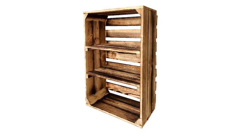 Nuevas cajas de frutas con tablero central cajas de madera cajas de vino cajas de manzanas estantería cómoda flameada 60x40x20cm imagen 1