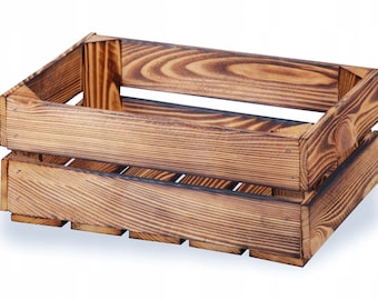 New fruit crates wooden crates wine crates apple crates flamed 38x28x16cm