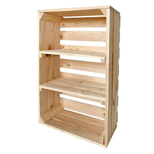 Nuove casse per frutta con bordo centrale casse in legno casse per vino casse per mele scaffale cassettiera naturale 60x40x20 cm immagine 1