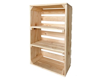 Nuevas cajas de frutas con tablero central cajas de madera cajas de vino cajas de manzanas estante cómoda natural 60x40x20cm