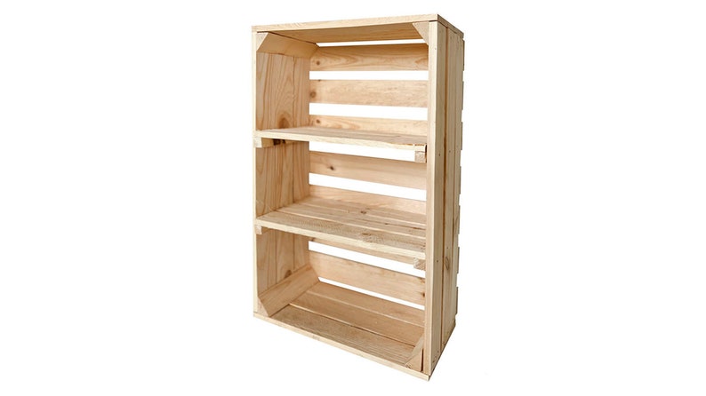 Nuove casse per frutta con bordo centrale casse in legno casse per vino casse per mele scaffale cassettiera naturale 60x40x20 cm immagine 1