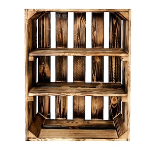 New fruit crates with middle board wooden crates wine crates apple crates shelf chest of drawers flamed 50x40x16cm image 2