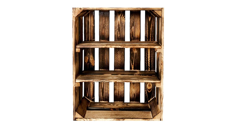 New fruit crates with middle board wooden crates wine crates apple crates shelf chest of drawers flamed 50x40x16cm image 2