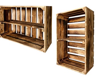 New fruit crates with middle board wooden crates wine crates apple crates dresser shelf flamed 60x40x20cm