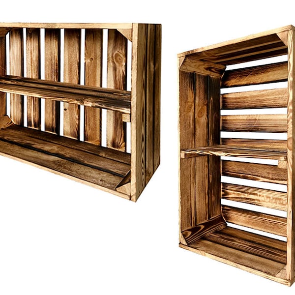 New fruit crates with middle board wooden crates wine crates apple crates dresser shelf flamed 60x40x20cm