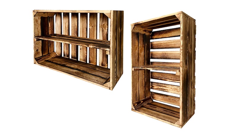 New fruit crates with middle board wooden crates wine crates apple crates dresser shelf flamed 60x40x20cm image 1