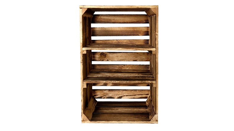 Novità cassette per frutta con sponda centrale casse in legno casse per vino casse per mele ripiano cassettiera fiammata 60x40x20 cm immagine 2