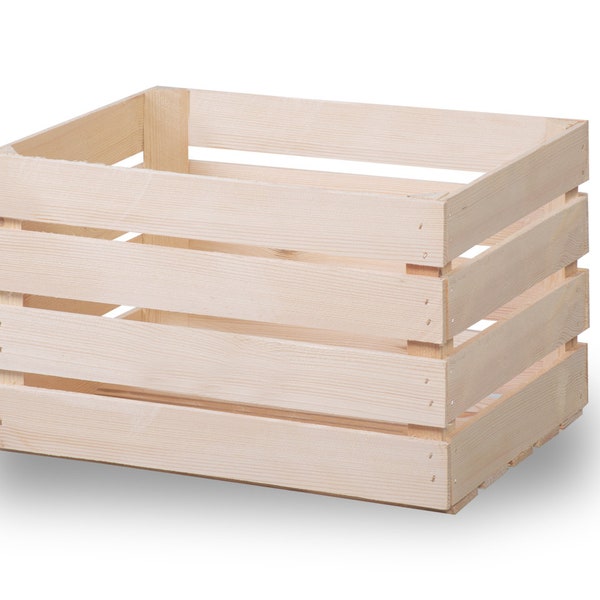 Set of 6 New fruit boxes Wooden boxes Wine crates Apple crates natural 50x40x30cm