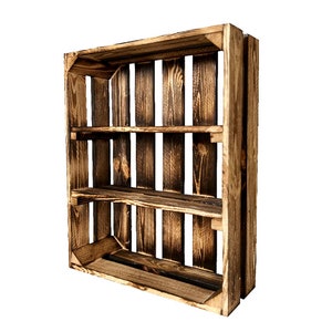 New fruit crates with middle board wooden crates wine crates apple crates shelf chest of drawers flamed 50x40x16cm image 1