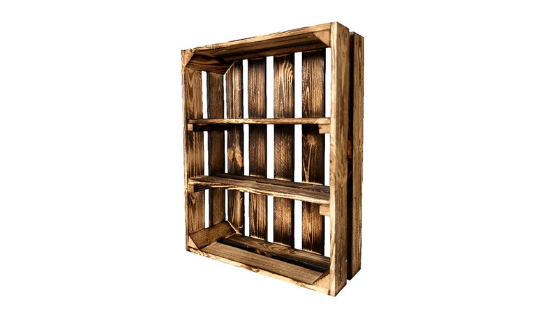 New fruit crates with middle board wooden crates wine crates apple crates shelf chest of drawers flamed 50x40x16cm image 1