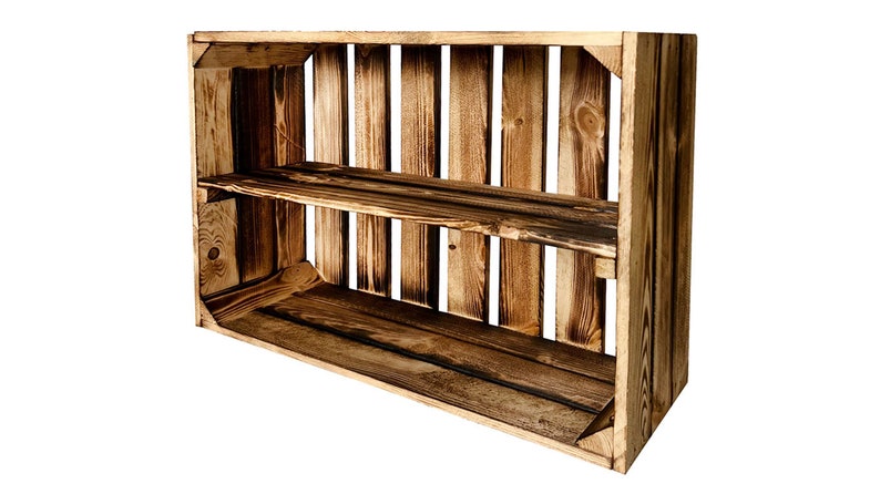New fruit crates with middle board wooden crates wine crates apple crates dresser shelf flamed 60x40x20cm 2