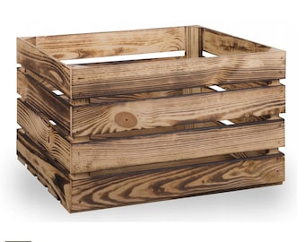 Cajas de fruta nuevas, cajas de madera, cajas de vino, cajas de manzanas, flameadas 50x40x30cm