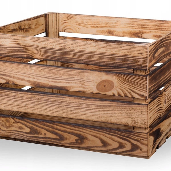SET of 3 new fruit crates wooden crates wine crates apple crates flamed 50x40x30cm