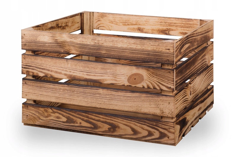 SET of 3 new fruit crates wooden crates wine crates apple crates flamed 50x40x30cm image 1