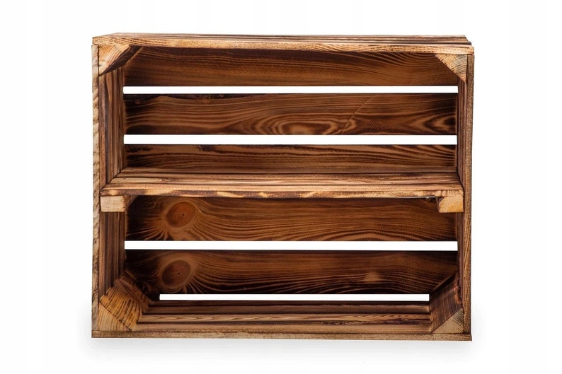 New wooden boxes with middle board fruit boxes wine boxes apple boxes dresser shelf flamed 50x40x30 image 5