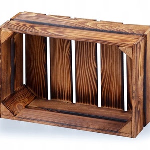 New fruit crates wooden crates wine crates apple crates flamed 38x28x16cm image 2