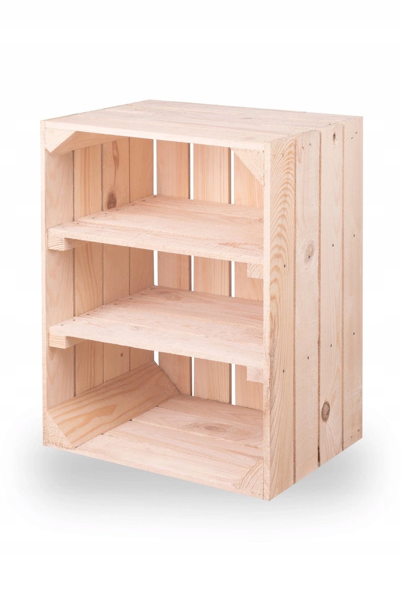 New fruit boxes with center board wooden boxes wine boxes apple crates shelf chest of drawers natural 50x40x30cm image 1