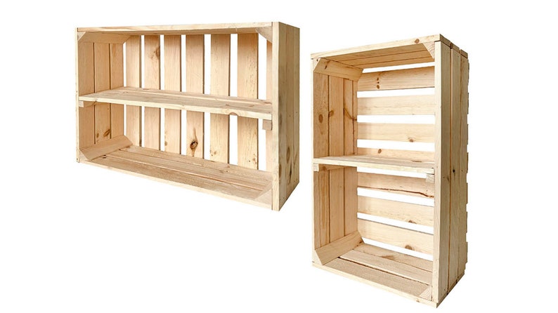 New fruit crates with middle board wooden crates wine crates apple crates shelf chest of drawers natural 60x40x20cm image 1