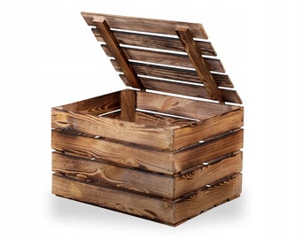 New fruit crates wooden crates wine crates apple crates wooden chest flamed 50x40x30cm