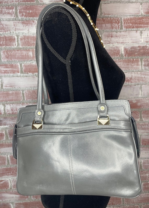 Vintage 1950's Faux Leather Handbag | Grey with Go