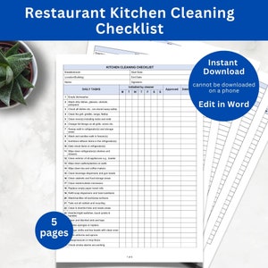 Daily Restaurant Kitchen Cleaning Checklist | Kitchen Checklist Cleaning | Kitchen Cleaning Schedule | Restaurant Cleaning Checklist