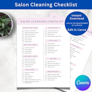 Lista kontrolna czyszczenia salonu | Lista kontrolna czyszczenia salonu fryzjerskiego | Lista obowiązków związanych ze sprzątaniem salonu | Szablon listy kontrolnej czyszczenia salonu w formacie PDF | Czyszczenie salonu