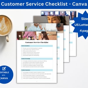 Customer Service Checklist for Quality Assurance and Customer Services Best Practices Editable Canva Template Ensure Client Satisfaction