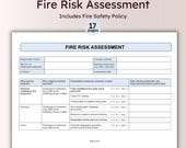 Fire Risk Assessment Template Workplace Safety Evaluation Form Small Business Fire Hazard Inspection Checklist Compliance Documentation Word