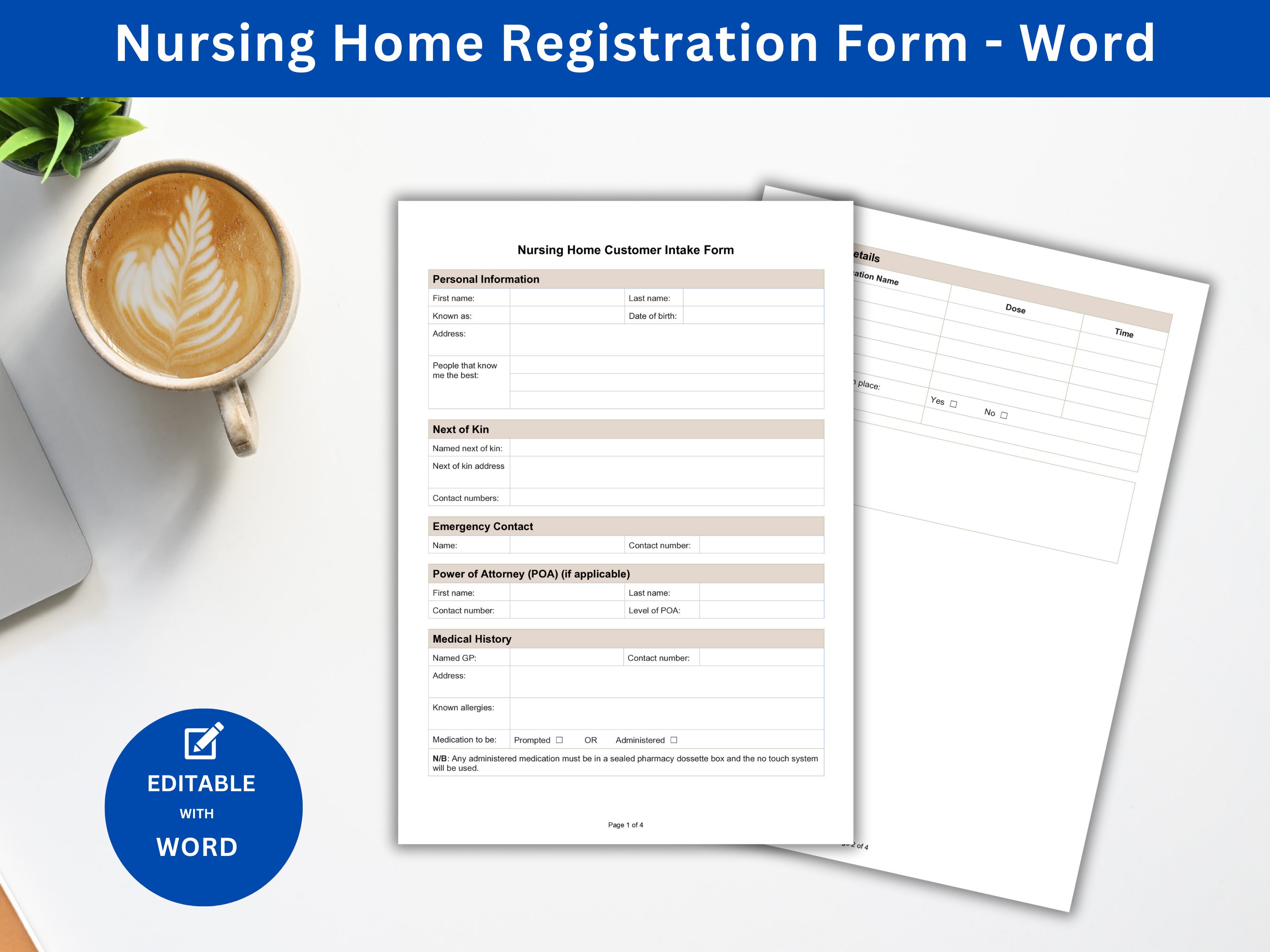 Editable Nursing Home Intake Form Template | Printable Admission Form ...