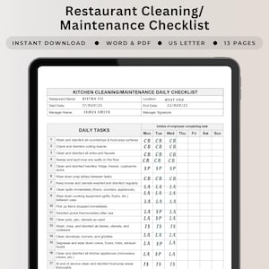 PDF Goodnotes Restaurant Kitchen Cleaning Checklist