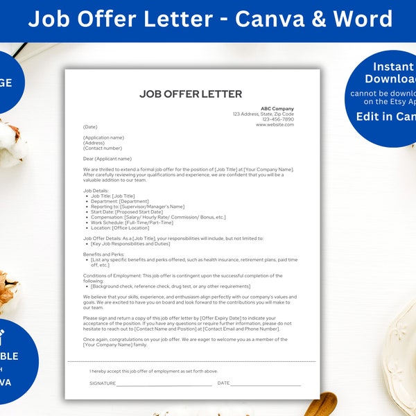 Job Offer Letter, Employment Offer Letter, Employment Offer Letter Template, Job Offer Template, Simple Job Offer Letter Sample to Employee