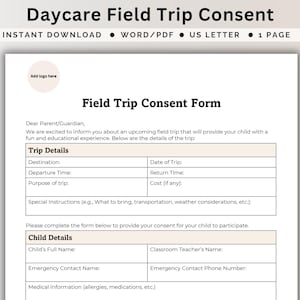 Formulario de autorización para excursiones escolares. Autorización para salidas de guardería. Plantilla de hoja de autorización para actividades preescolares. Autorización para la participación de niños en eventos.